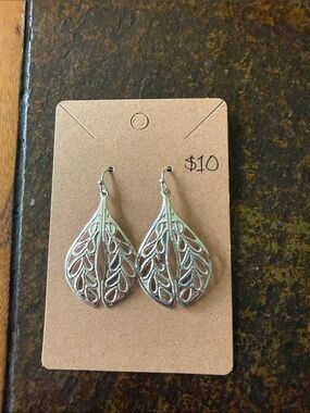 Silver Filigree Teardrop Dangle Earrings